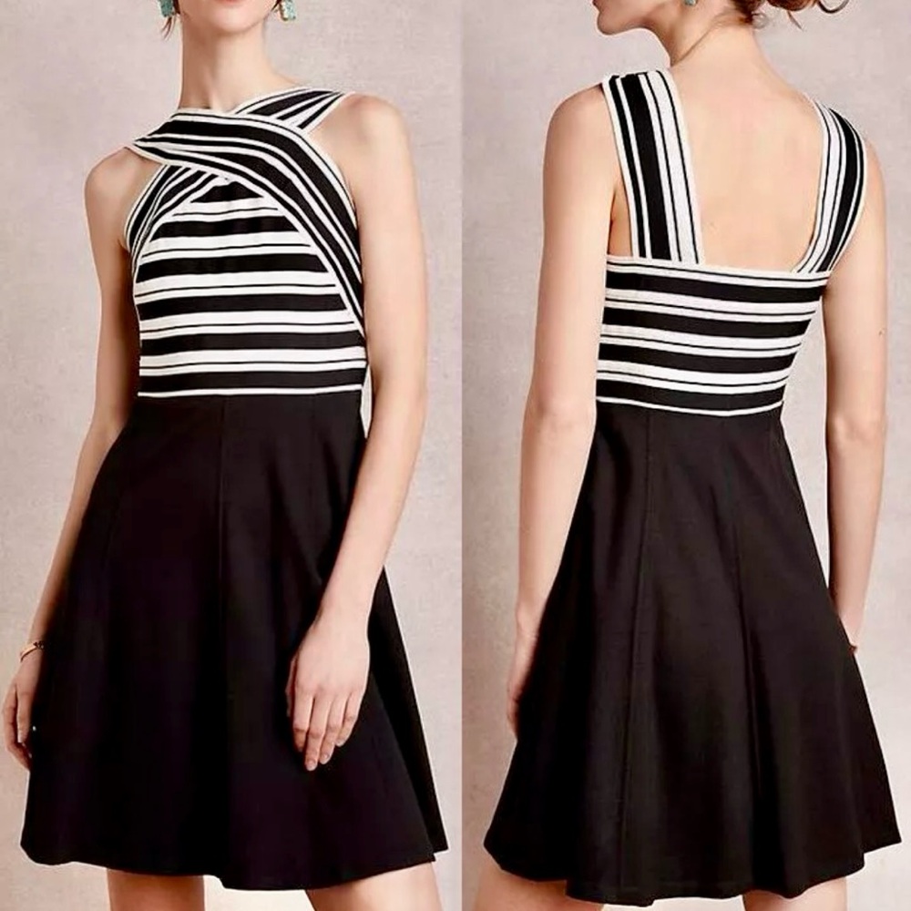 Anthropologie Black and White Striped Dress